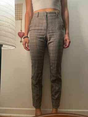 H&M Plaid Ankle Trousers in Grey and Black